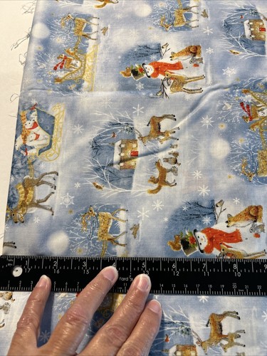 SARAH SUMMERS QUILTING TREASURES Cotton FABRIC – 3 YARDS SNOWMAN - RARE! - Picture 4 of 4