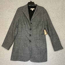 Coldwater Creek Tweed Riding Jacket Gray Womens Sz 8 Lined Button Blazer NWT