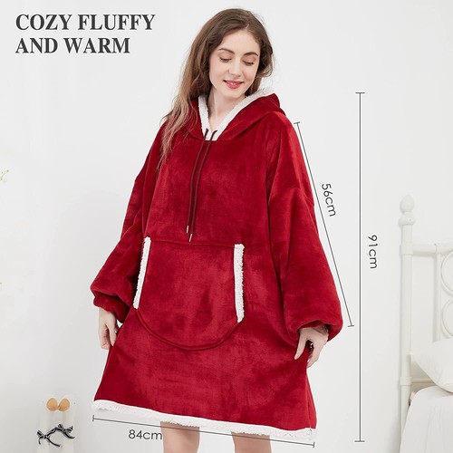 Felpa Coperta Plaid Morbida con Cappuccio Coperta con Maniche Top Qualità - Foto 5 di 29