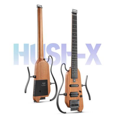 Donner HUSH-X Headless E-Gitarre Natural Mahagoni Korpus Reisegitarre Set
