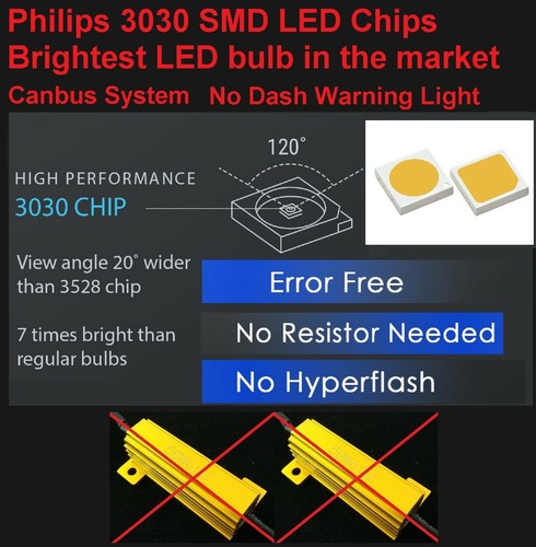 Canbus LED Switchback Light White Amber 3157 Two Bulb Front Turn Signal Upgrade - Picture 7 of 12