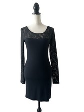 REISS Foxy Black Dress Size S Lace Sleeved Bodycon Night Out Party Stretchy