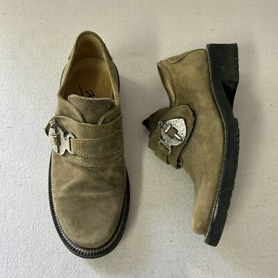 #ad Hans Behr Loafers Women’s 8 Tan Suede Buckle Accent Hook amp; Loop Closure READ $15.95