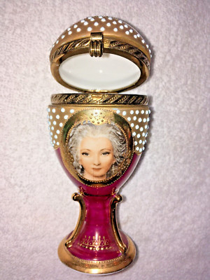 Vintage Enameled Porcelain Egg Box, #6482, Female Face, 4.5'' High