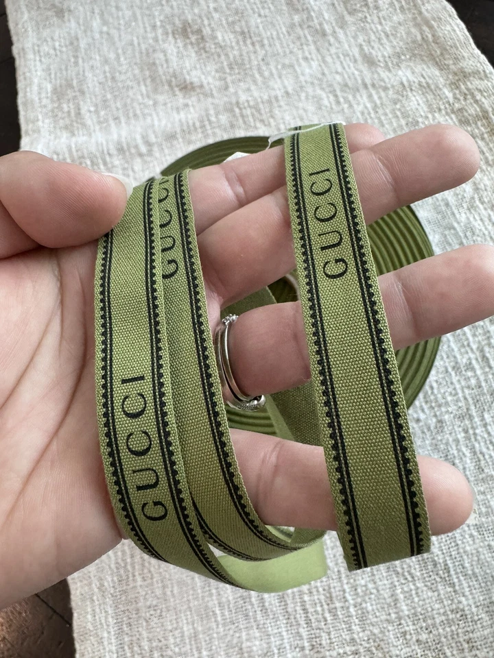 Authentic GUCCI Ribbon Green With Logo 100 Meters (120 Yards) Roll x 16mm NEW - Image 4 of 4