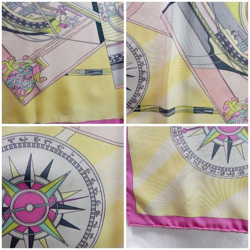 HERMES Carre 90 Silk 100% Scarf Face au large Multicolor Authentic Used - Picture 11 of 14
