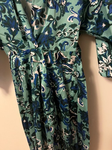 Zara jumpsuit romper satin floral XS plunging neckline NWT - Picture 6 of 8