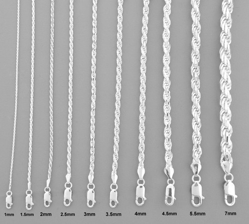 NEW ROPE CHAIN STERLING SILVER ITALIAN 