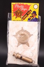 Vintage 1960's Police Badge & Whistle Toy, Hong Kong - New Old Stock