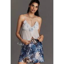 Anthropologie NWT The Tilda Mini Slip Skirt Blue Sz XL