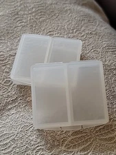 Tupperware Stamps N Things #1863  Pill Box Container For Smalls Clear Set of 2
