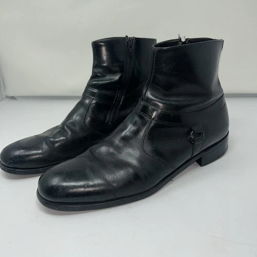 Wright Arch Preserver Zip Boots 469 Black leather shoes  Vintage 14 A/AAA