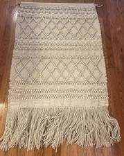 X-Large Vintage Macrame Wall Hanging Jute 31"x 46 Fringed