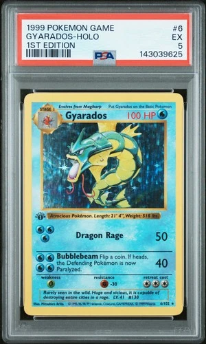 1999 POKEMON BASE SET 1ST EDITION #6 GYARADOS-HOLO PSA 5