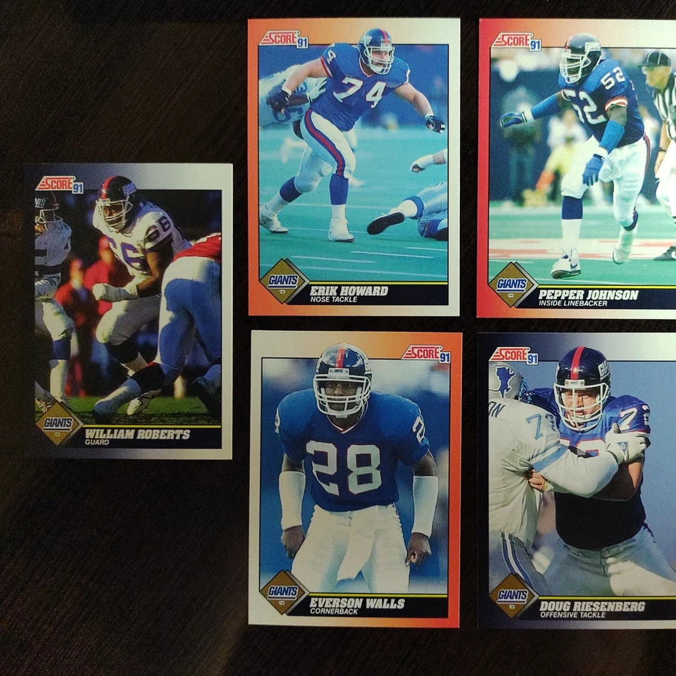 1991 Score - Roberts, Johnson, Howard, Walls, Riesenberg, Meggett - N.Y. Giants - Image 2 of 4