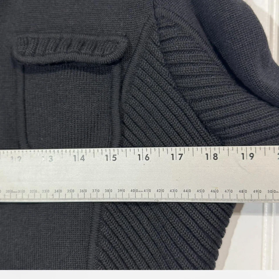 DVF Diane von Furstenberg 100% Lana Tejido Safari Chaqueta Cárdigan Negro Talla M Foto 4 de 4