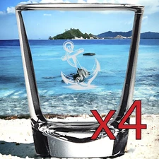 Anchor x4 Shot Glasses Spirit Liquor Party 2 Oz Premium Customize Sail Gift NEW