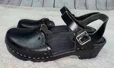 HAGA TOFFELN Sweden Mary Jane Clogs Shoes Women's 39 US 8 Black Closed Toe Strap