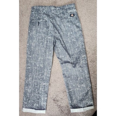 Dickies Regular Fit Cuffed Workwear Pants Rinsed Navy Crosshatch Mens 32 X 27 