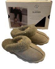 Ladies Sheepskin Suede Slippers Sz 9 Drizzle Sherpa Indoor/Outdoor