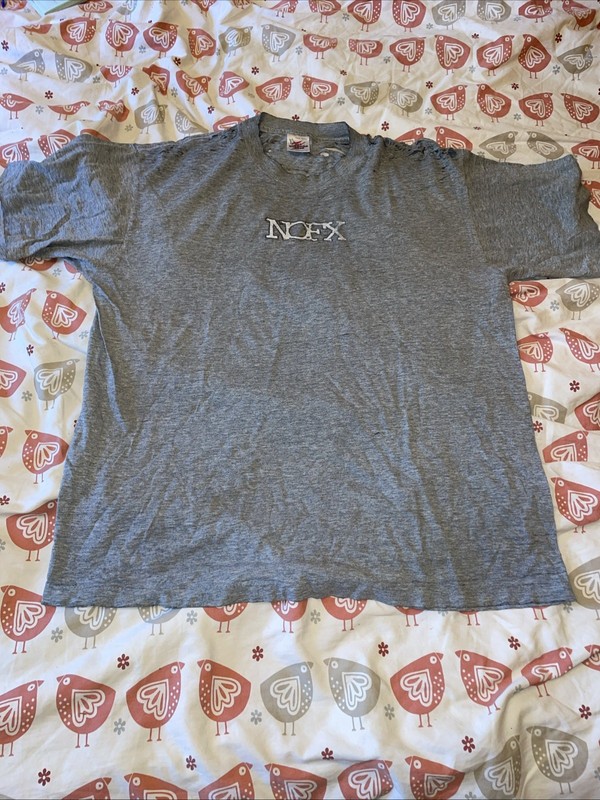 Vintage NOFX Shirt Mens Xl Gray 90s  Beer Bottle Punk Band Tee Used Heavy Wear