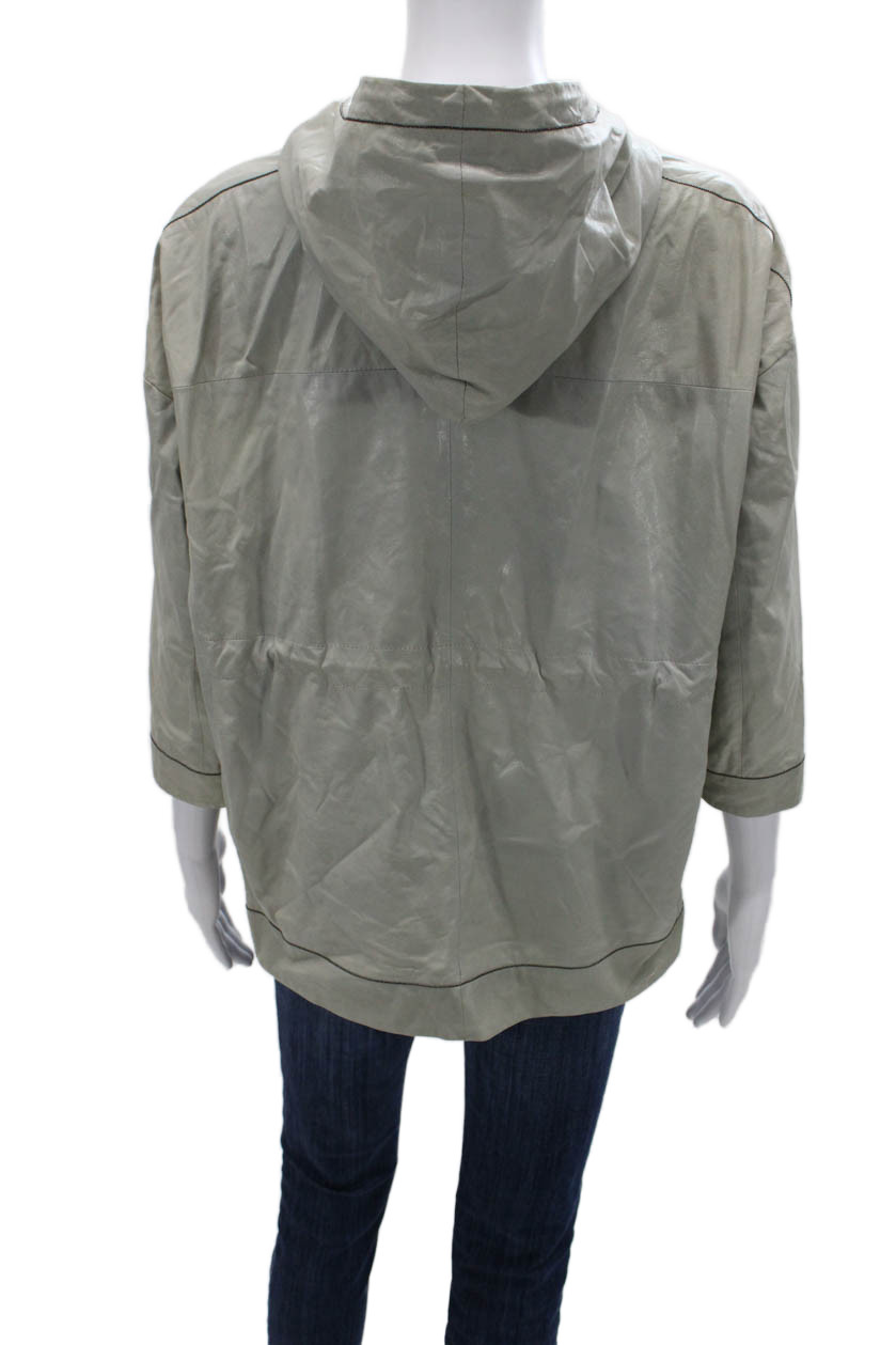 Brunello Cucinelli Womens Basic Leather Jacket Gr… - image 4
