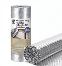 Energy Saving Reflective Bubble Foil Insulation Roll 5m x 600mm with 12 Adhesive