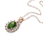 Birthstone Pendant 1 cts Natural Green Diopside, Nude Diamonds, in 14K Rose Gold — photo 3
