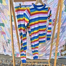 Hanna Andersson 2-Piece Organic Cotton Knit Stripe Pajama Set Long Sleeve US 10