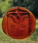 Vintage Red Blenko Glass Tulip Suncatcher 4 In  Pressed UV Reactive MCM