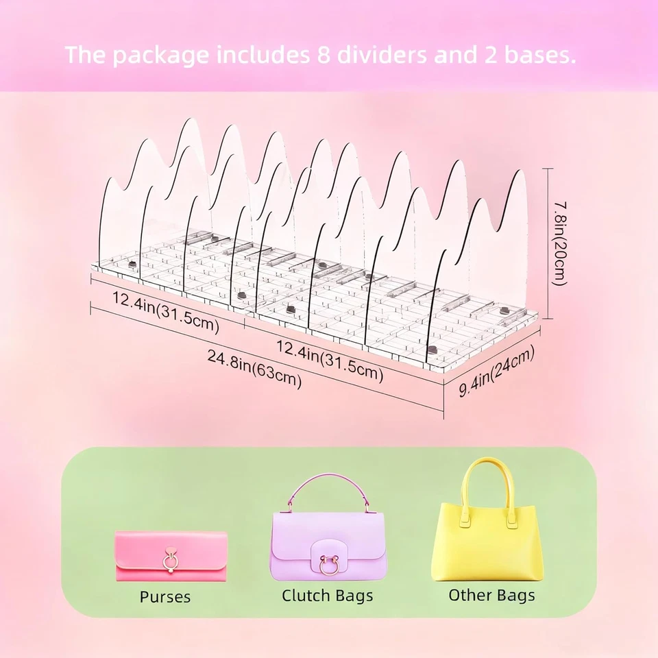 Confezione Da 2 Organizer Trasparenti per Armadio, Divisori Regolabili per Menso - Immagine 3 di 4