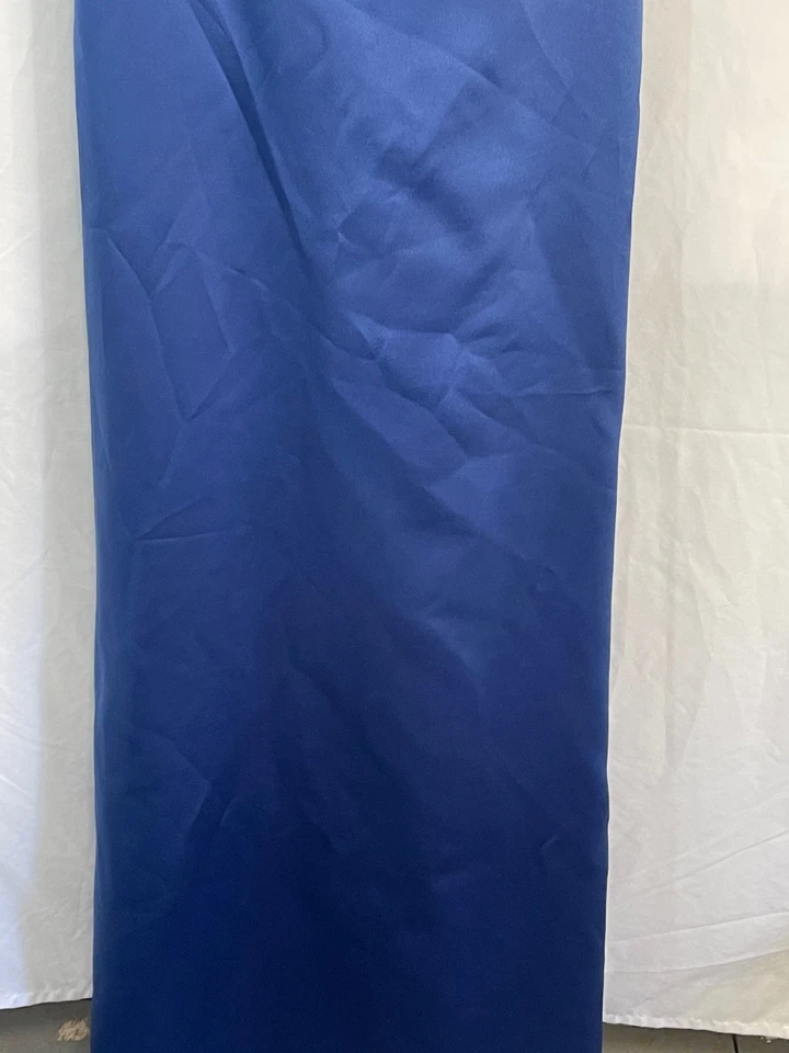 after six formal maxi dress sleveless blue zip up tie waist acetate made READ Foto 4 de 4