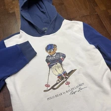Polo Ralph Lauren Hoodie RL Ski Polo Bear Snow Skiing Blue XL Youth (18-20)