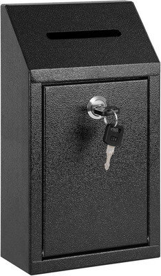 Money Drop Box with Lock & Slot, Metal Cash Collection & Suggestion Box for Farm
