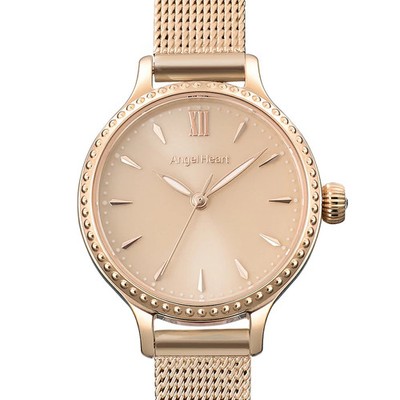 Angel Heart TTN26PG Twinkle Time Solar Pink Gold Mesh Band JDM Uhr