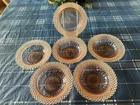 6 VINTAGE ANCHOR HOCKING PINK  MISS AMERICA DIAMOND PATTERN BOWLS 6 1/4"