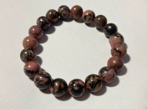 10mm Natural Rhodonite Reiki Bead Crystal Gemstone Stretch Bracelet 7 Inch - 第 1/6 張圖片