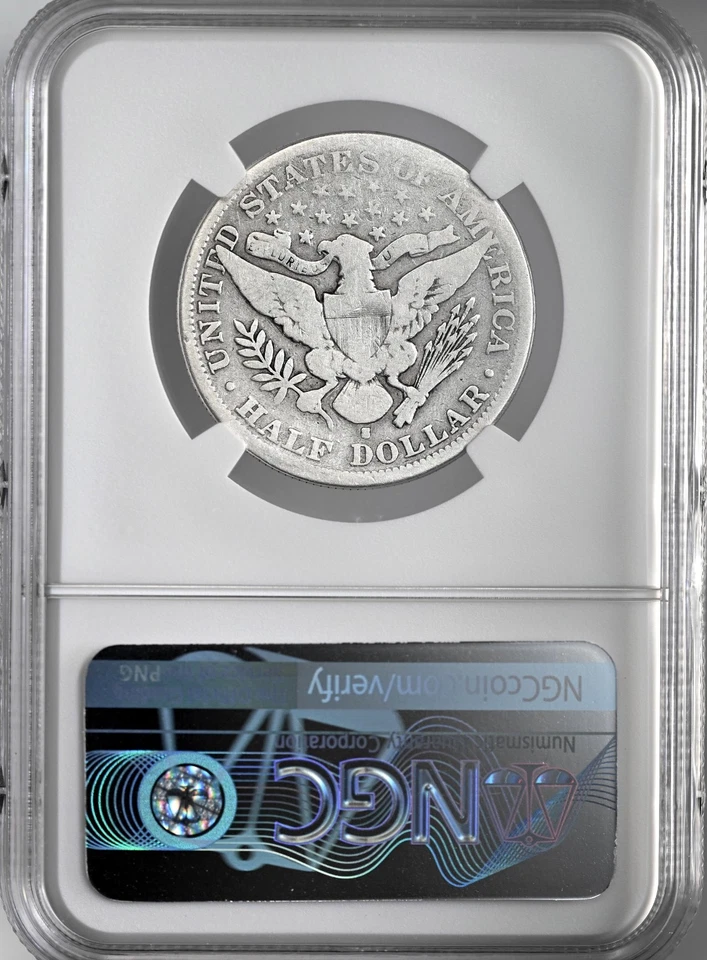 1896-S  50C BARBER SILVER HALF DOLLAR NGC GOOD DETAILS "BENT" #8405241-047 - Image 4 of 4