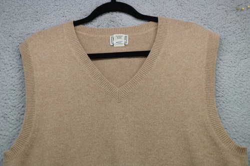 L.L. Bean Men's 100% Cashmere Sweater Vest-Large-Tan-Preppy-Minimalist - Picture 2 of 10