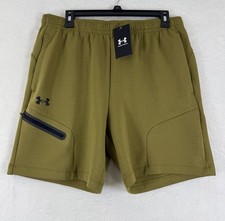 Under Armour Unstoppable Fleece Shorts Large Mens 7  Canteen Green Black New NWT