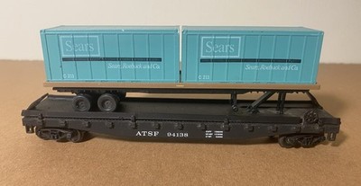 Cox Sears AT&SF Flat Car & Sears Shipping Container Load - Excellent -Ultra Rare