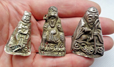 X3 ANTIQUE CHINESE QING / REPUBLIC SILVER / WHITE METAL AMULETS MOUNTS STAR GODS