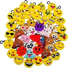 Mini Plüsch Emoticon Schlüsselanhänger 5cm gelb - 45 Stück