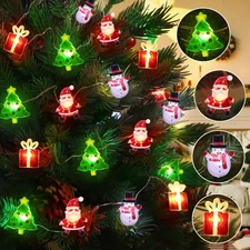 Christmas String Lights 12FT 32 LED Christmas Tree Santa Clause Snowman Gift ...