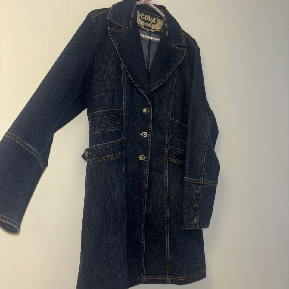 Chaqueta de vaquero Ethyl para mujer Abrigo Denim Punk Talla XL Y2K Emo Capricho Algodón Tachuelas Foto 2 de 4