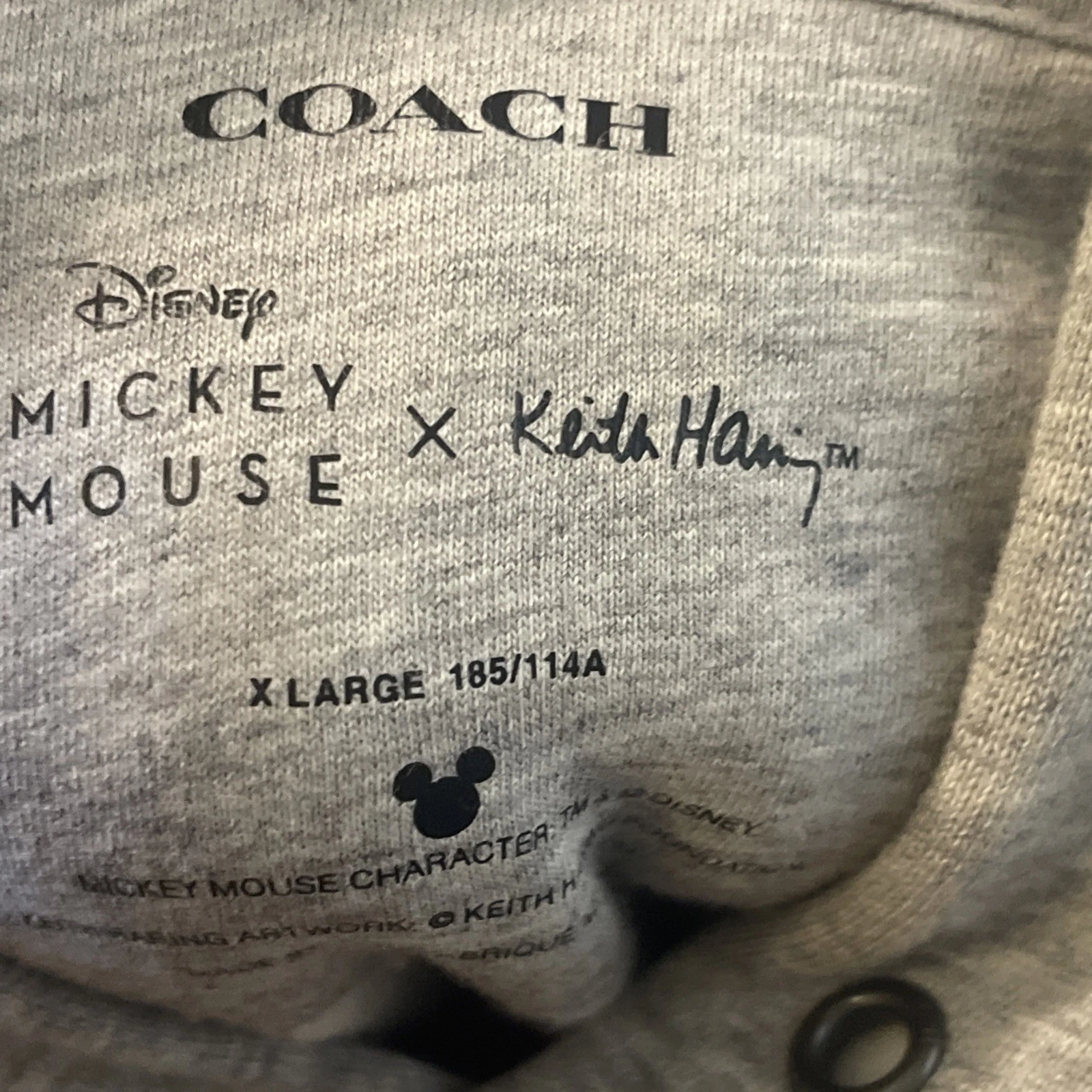 Felpa con cappuccio Coach x Disney Topolino Keith Haring grigia Taglia Large