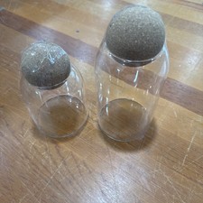 Glass Jars 2 with Cork Lids Great Condition Cpix