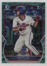 2023 Bowman Chrome Prospects Aqua Lunar Crater Refractor Hao-Yu Lee Hao Yu 16mf