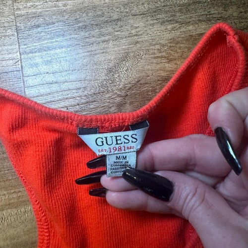 Rot Orange Guess Tank Top Y2K Bling Trashy Mc Bling Baby Tank Medium - Bild 3 von 3