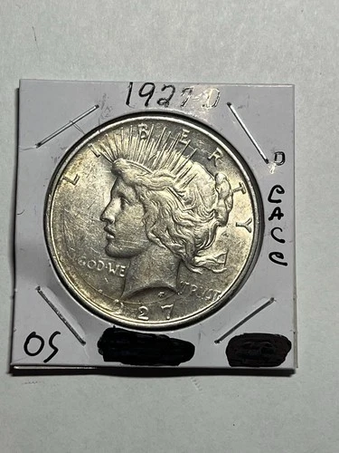 1927-D Peace Dollar Choice AU/UNC Better Date Denver Mint